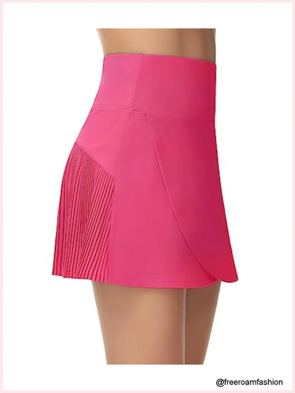 High Waisted Pleated Crossover Skorts with Built-in Shorts, Two Pockets, for